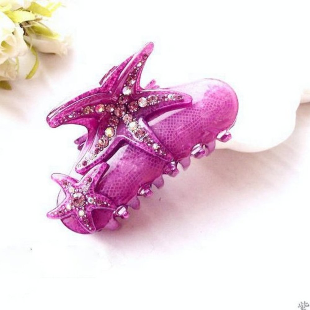 SOLD Starfish Hair Claw Purple Crystal Hair Clip
